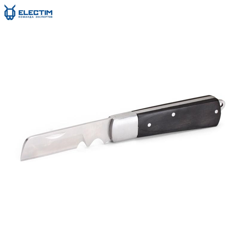 Нож электрика монтерский большой складной с прямым лезвием и дополнительной зоной для зачистки к - фотография