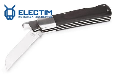 Нож электрика монтерский большой складной с прямым лезвием и пяткой НМ-09 (КВТ) - фотография
