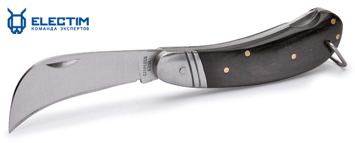 Нож электрика монтерский большой складной с изогнутым лезвием НМ-06 (КВТ) - фотография